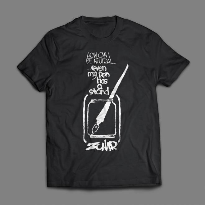 [Even My Pen Has A Stand] Black Short Sleeve T-Shirt by Zunar - Image 1